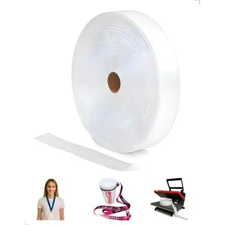 Fita Acetinada 100metro 20mm Branca Sublimação Cracha Cordao 21mm - Fita Acetinada Sublimação