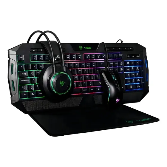 Kit Gamer 4 en 1 Vsg Crux Audífono + Mouse + Teclado + Mousepad Color del mouse Negro Color del teclado Negro | Cuotas sin interés