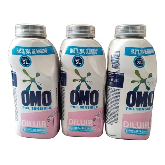 Pack X 3 Omo Deterg Líquido Hipoalergénico Para Diluir 500ml
