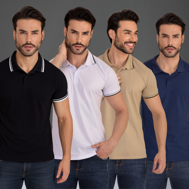 Kit 4 Blusa Gola Polo Masculina Trabalho Piquet Algodão Luxo Kit 4 Blusa Gola Polo Masculina Trabalho Piquet Algodão Luxo