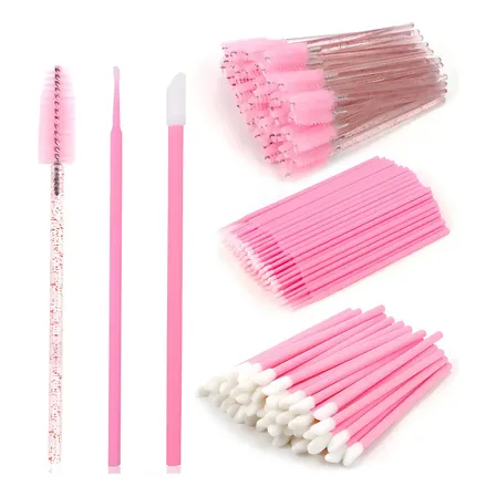 Kit 100 Escovinhas 100 Microbrush 100 Aplicador Batom Cor Rosa