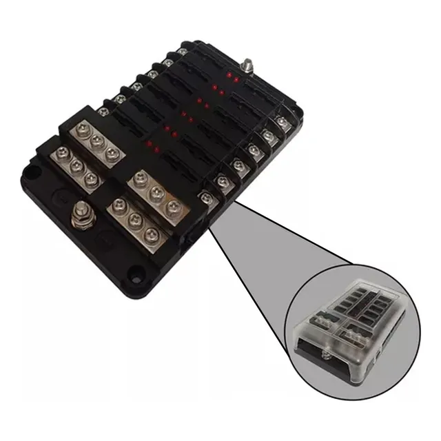 Caixa De Fusiveis 12 Vias Lâmina Adaptavel Universal C/leds