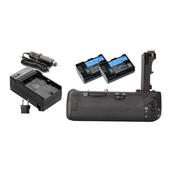 Kit Battery Grip Bg-e14 P/ Canon Eos 70d + 2 Baterias Lp-e6
