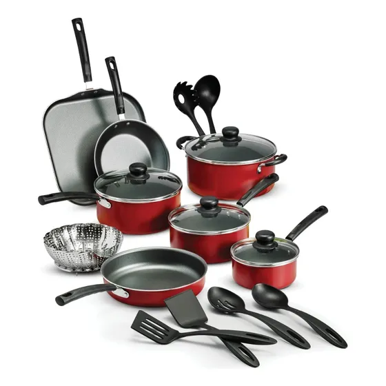 Juego De Ollas Bateria Tramontina Primaware 18 Pzs Rojas