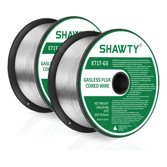 SHAWTY Soldadura Microalambre Flux Core E71t-gs, 0.8mm Alambre de soldadura Flux Core Mig Wire, 2 Rolls, 1kg Mig De Baja Salpicadura， Accesorios para S0072/S0073 Soldar