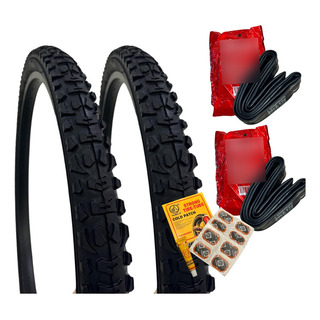 Par Llanta Bicicleta R 24 Montaña + 2 Camaras + Kit Parches Par Llanta Bicicleta R 24 Montaña + 2 Camaras + Kit Parches