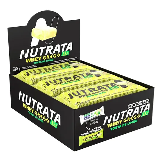 Whey Grego Bar (caixa 12 Unidades) - Nutrata Barra Proteina Sabor Torta de Limão