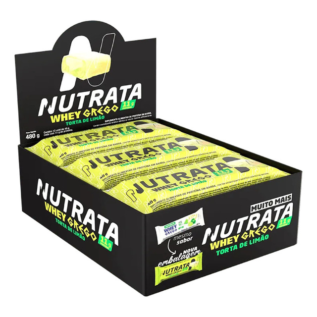 Whey Grego Bar (caixa 12 Unidades) - Nutrata Barra Proteina Sabor Torta De Limão Whey Grego Bar (caixa 12 Unidades) - Nutrata Barra Proteina Sabor Torta De Limão