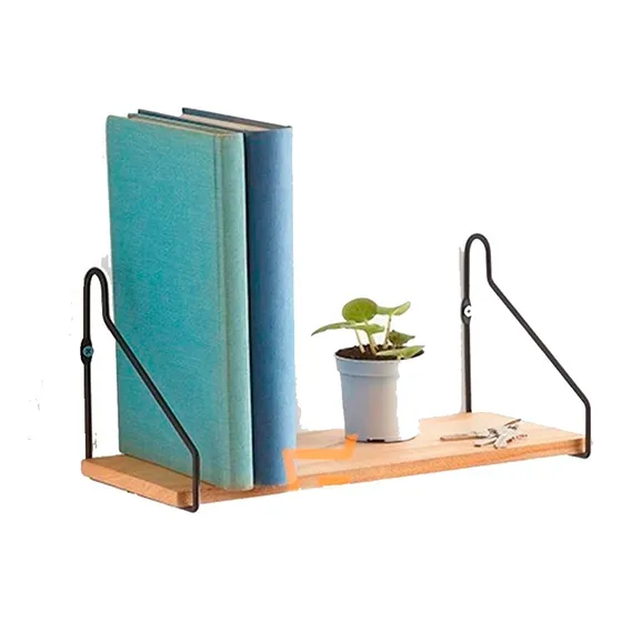 Repisa Base Soporte Flotante Facil De Instalar Sujeta Libros Color Madera