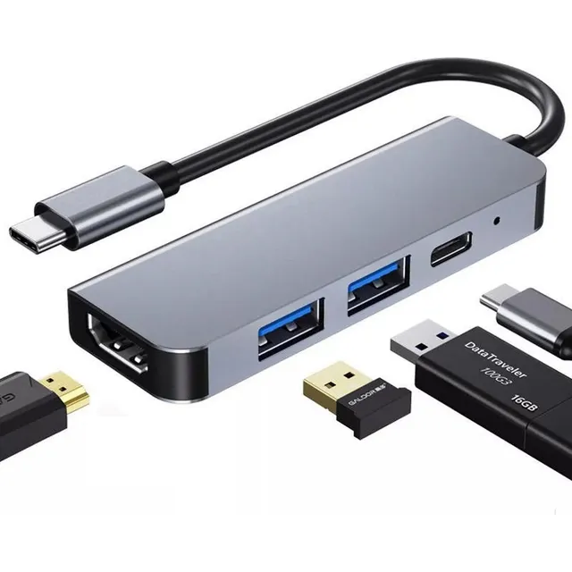 Adaptador Hub Usb-c 4n1 - 2 X Usb 3.0 - 1 X Hdmi - 1 X Usb-c