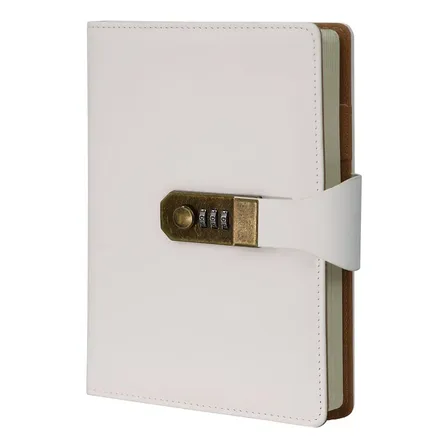 Caderno Diário Com Cadeado Segredo Lock Fechadura Senha Meta Branco