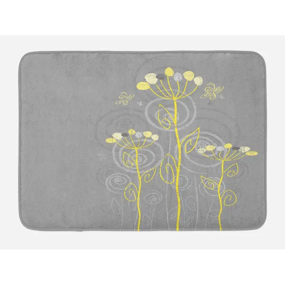 Mbesonne Tapete Baño Gris Amarillo Diseño Flor Inspirada Mar