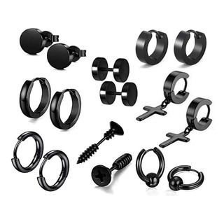 Set 8 Pares Piercing Acero Quirúrgico Aretes Hombre Oreja Set 8 Pares Piercing Acero Quirúrgico Aretes Hombre Oreja
