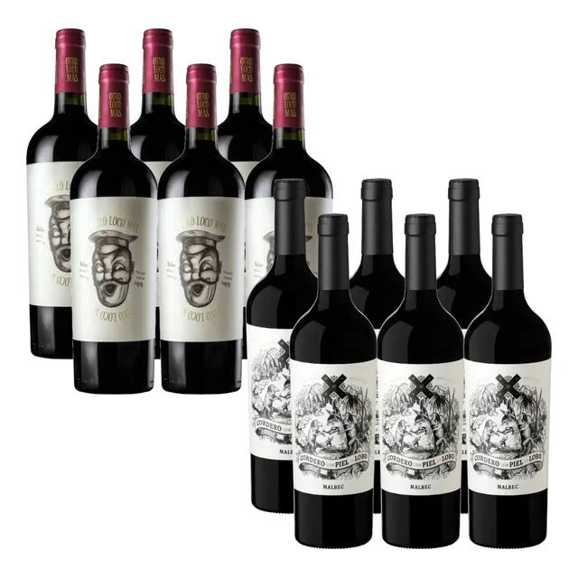 Combo Vino Malbec Otro Loco Mas Cordero Con Piel De Lobo X12