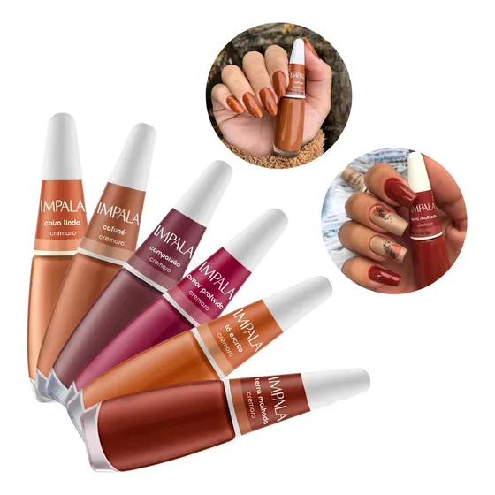 Kit 6 Esmaltes Impala Terracota Barato Novas Cores Atacado