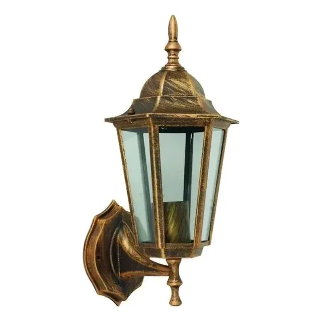 Farol Decorativo De Pared Dorado Ip57 E27