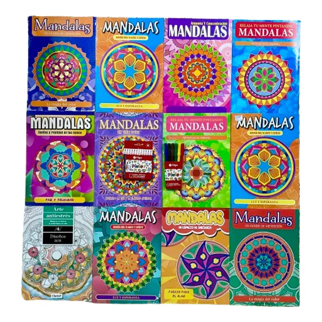 Lote Por 12 Libros Para Pintar Mandalas Antiestres