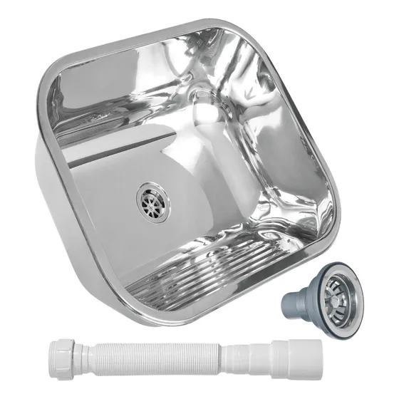 Tanque De Aço Inox 40x40x22cm 22litros Com Valvula E Sifão