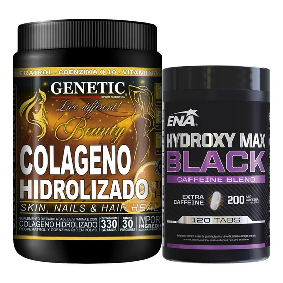 Hydroxy Black Cafeína + Colágeno Beauty Resverat Q10 Genetic Sabor Naranja