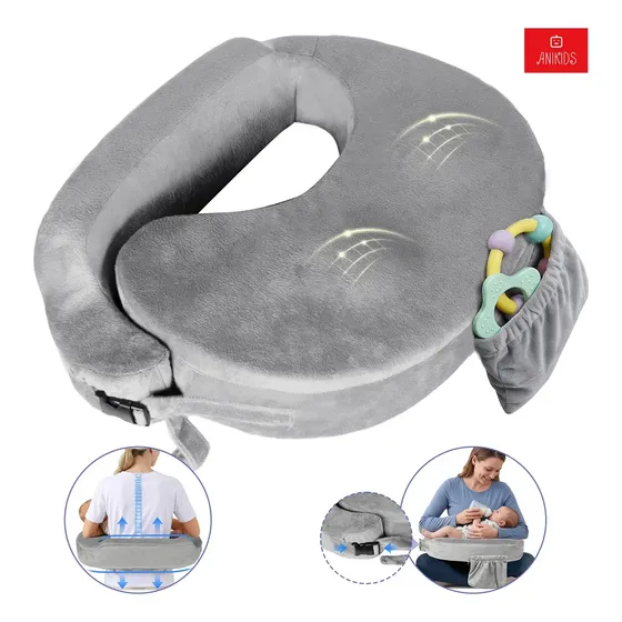 Almohada Cojin De Lactancia Para Bebé Amamantar Antirreflujo Color Gris Oscuro Marca ANIKIDS