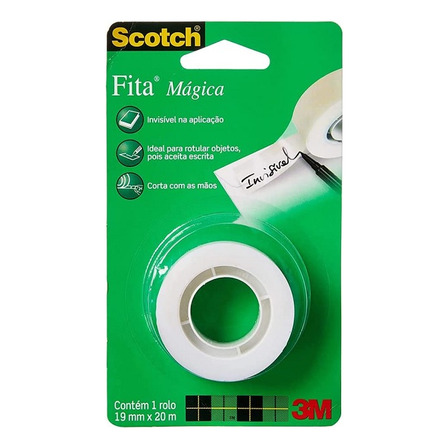 Fita Adesiva Magica 3m 810 Scotch 19mm X 20m Invisível 19x20 Fita Adesiva Magica 3m 810 Scotch 19mm X 20m Invisível 19x20
