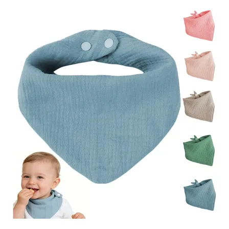 Kit 5 Babador Bandana Bebe Algodao Ajuste Regulavel Botão