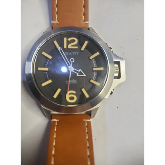 Relogio Grife  Me&city (similar Panerai,u-boat) Aço, Premium Ocre Aço Inox Preto