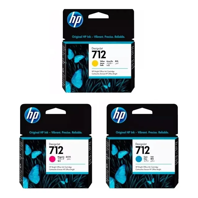 Combo Cartucho Hp 712 Colores Para T250/650/210/230 Original