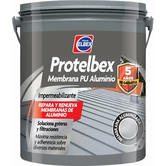 Membrana Liquida Poliuretánica Protelbex Aluminio 4 Kg. Aluminio Satinado