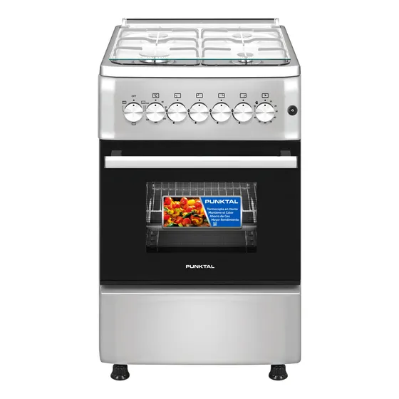 Cocina Combinada Punktal 4 Hornallas Gris Oscuro