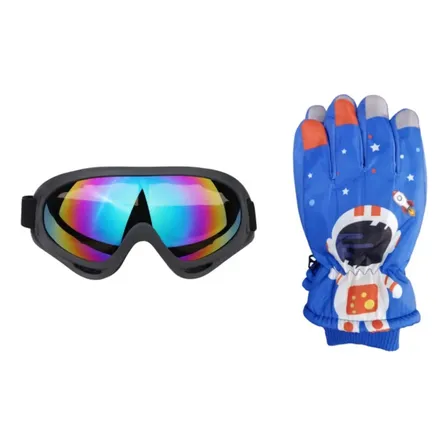 Pack Lentes De Nieve + Guantes Térmicos Niñas/niños 6-12años