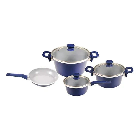 Juego De Bateria Cuori Mare 7 Piezas Ceramica Fama Color Azul