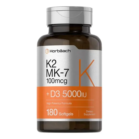Cápsulas Horbaach Vitamina K2 MK-7 + D3 100 mcg x 180 unidades | Cuotas sin interés