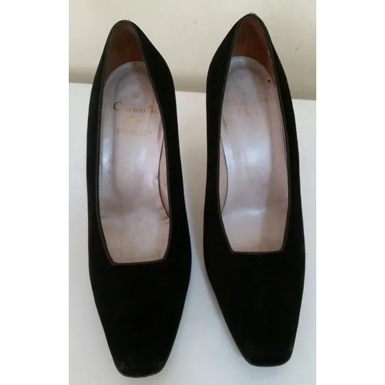 Zapatos Negros Gamuza. Talla 38 Marca Christian Dior