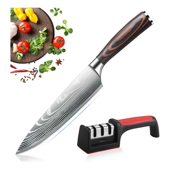 Cuchillo De Chef De Acero Inoxidable,afilador De Cuchillos