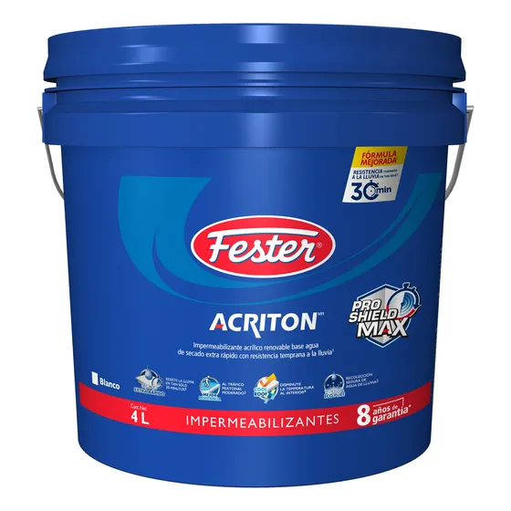 Impermeabilizante Fester Acriton Pro Shield Max 8 Blanco 4l