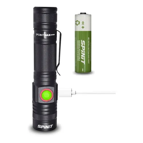 Linterna Recargable Usb Spinit Pointmax 200r Zoom Tactica Color de la linterna Negro Color de la luz Blanco