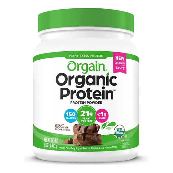 Suplemento Orgánico Y Vegano Proteína Vegetal Orgánica Con Sabor A Chocolate Cremoso Pote 462 g