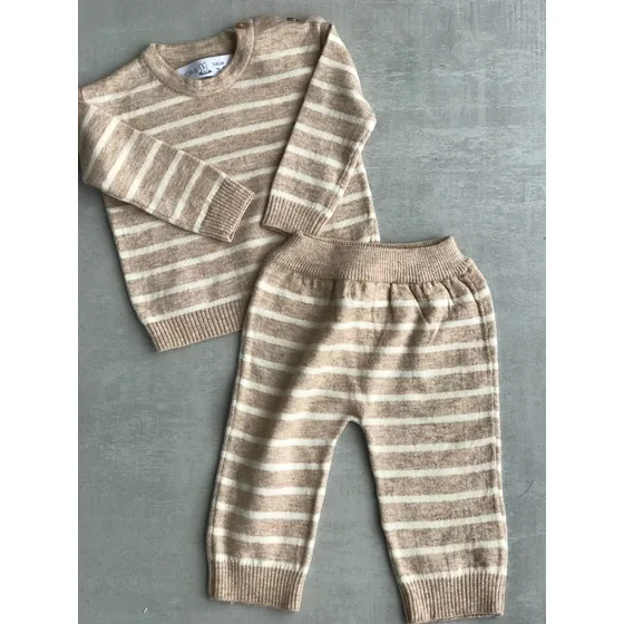 Conjunto Bremer Rayado 2 Piezas Kiyomi By Juniper Bebe Beba Beige 6-9 M