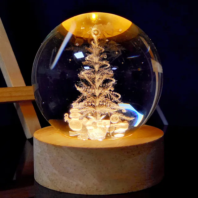 Lámpara Navideña Con Forma De Bola De Cristal Grabada, Tema