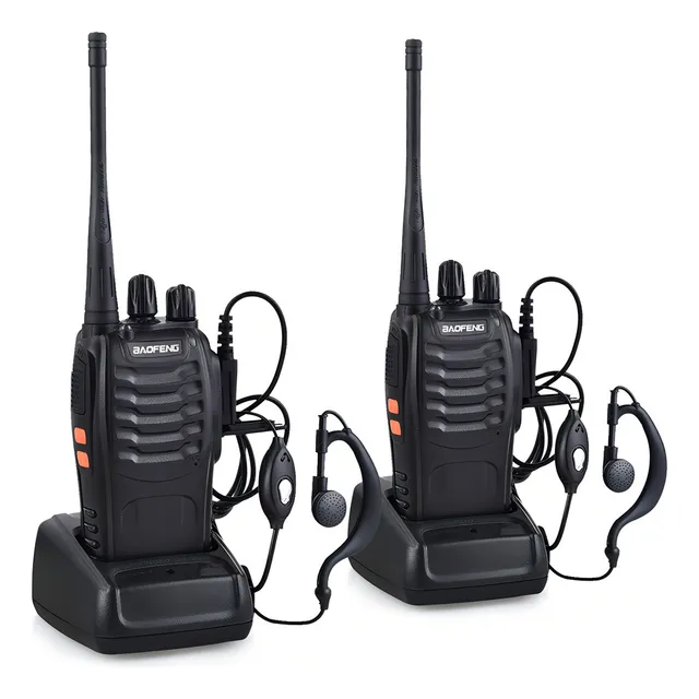 2 Pack Radios Walkie Talkie BF-888S Recargable,Con Manos Libres Color Negro Baofeng