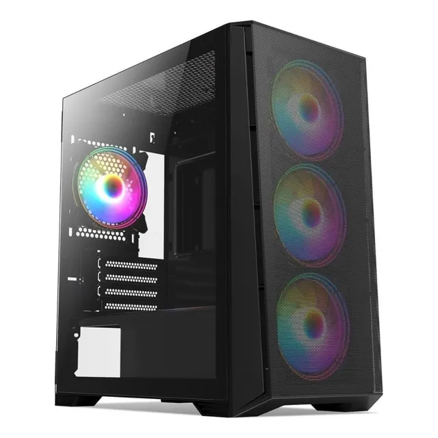 Gabinete Gamer Premium Vidrio Templado + 4 Fan Cooler Argb