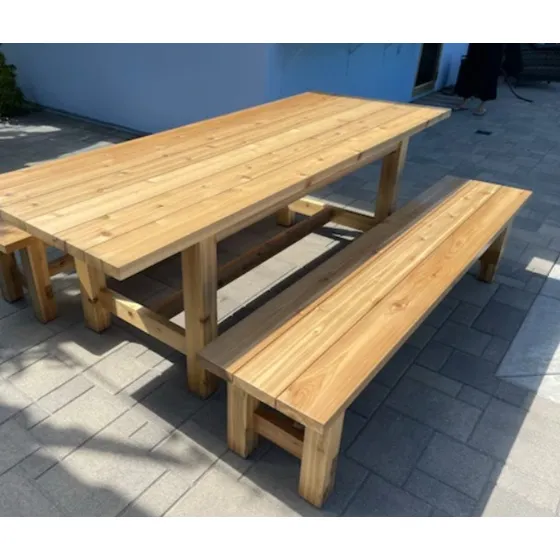 Mesa De Madera Pino Con Bancos Incluidos