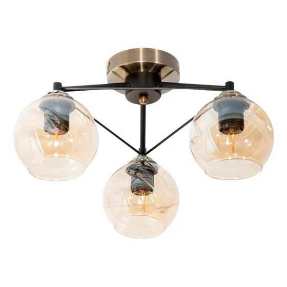 Lámpara De Techo Cobre Vintage E27 60w 3 Luces Color Dorado Lumimexico 20946-3