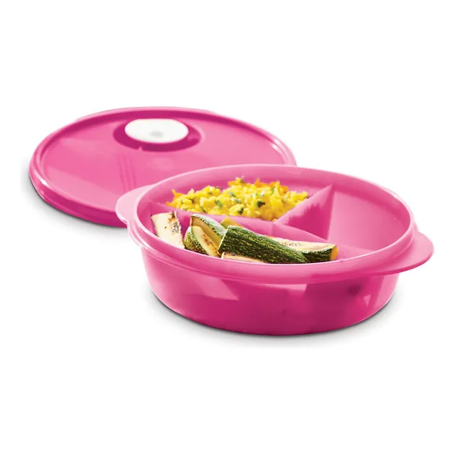 Recipiente Para Microondas Tupperware C/ Divisiones 850ml Color Rosa