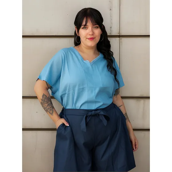 Blusa De Lino Dama C/corte El La Espalda T/especial- Nellore