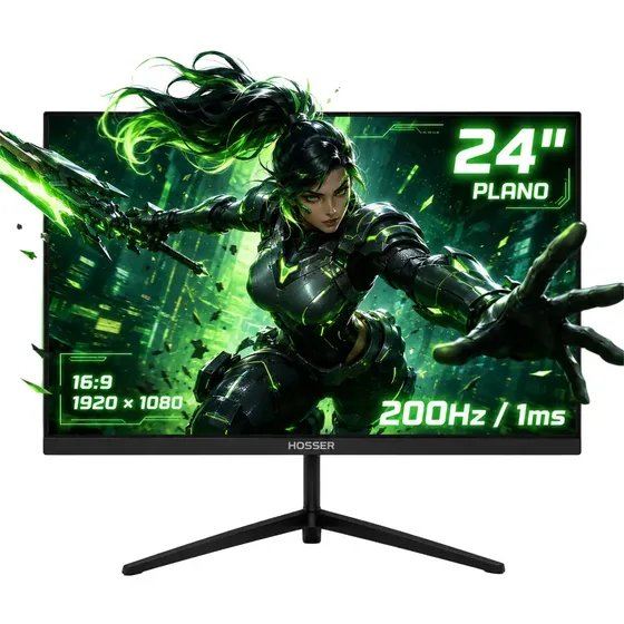 Monitor Pc Gamer Plano Hosser 24 Pulgadas 200hz 1ms Full Hd Ips Freesync Negro