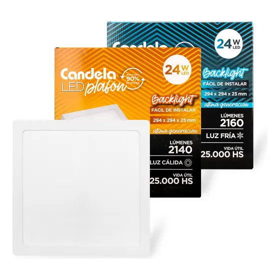 Plafon Led Aplicar Backlight 24w Cuadrado De Techo Pvc
