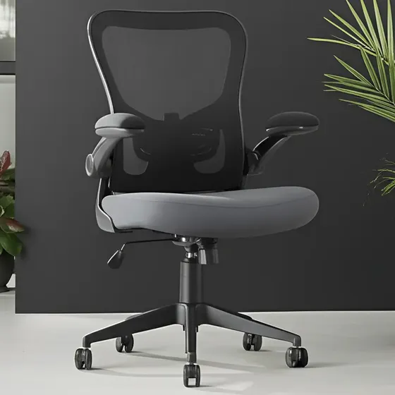 Cadeira de Escritório DT3 Office Vita Cinza Escuro Mesh Ajustável Ergonômica