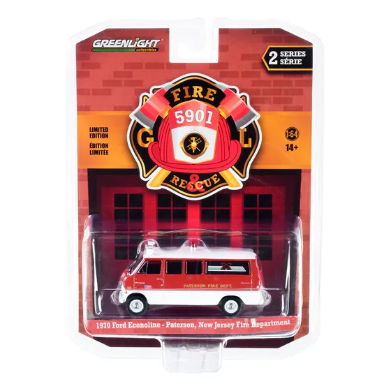 Greenlight Econoline Autobus Rojo Blanco Paterson Fire Serie